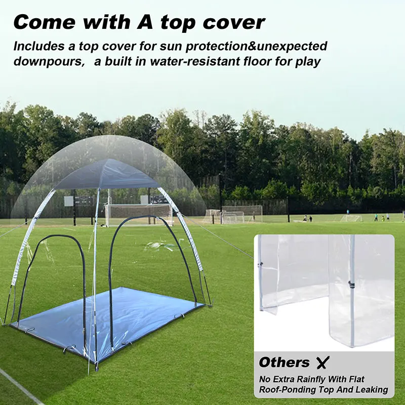Sport Tent with Removable Top Cover, All Weather Shelter with Sealed Floor, Clear Bubble Tent, for Outdoor Sports Games&Events