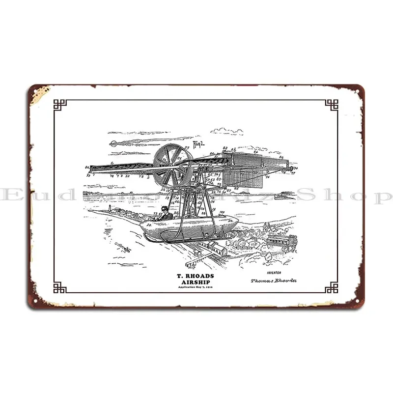 Antique And Vintage Patent Art Rhoads Flying Machine Metal Sign Wall Plaque Designs Living Room Cinema Plaques Tin Sign Poster