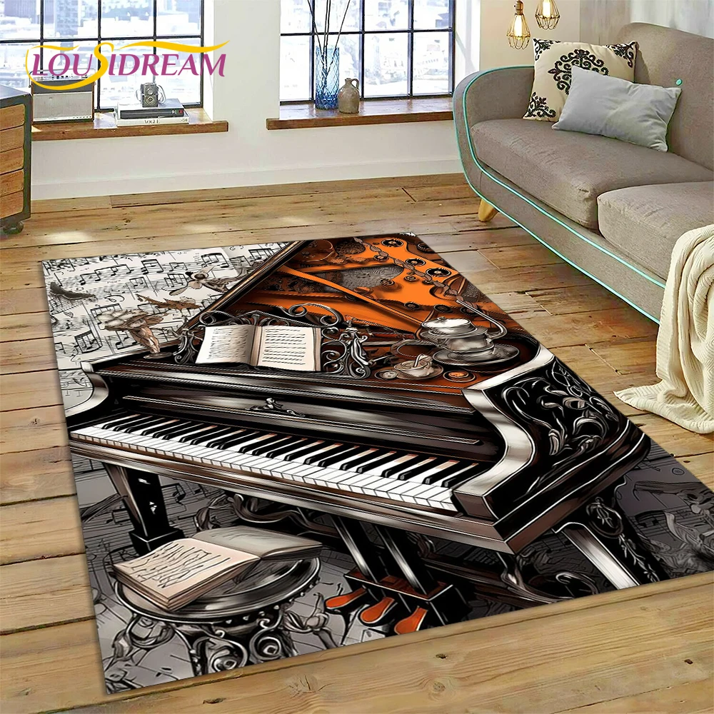 3D Piano Key Music Instrument Cartoon Carpet Rug for Home Living Room Bedroom Sofa Doormat Decor,kid Area Rug Non-slip Floor Mat