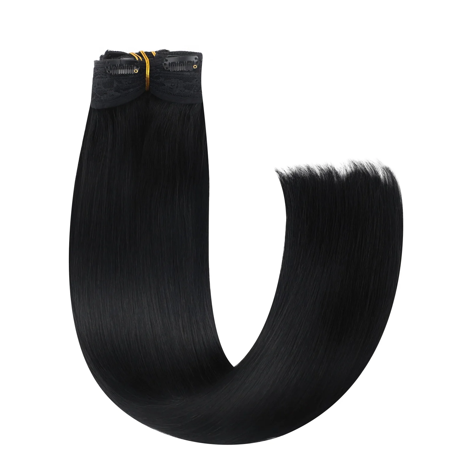 Full Shine 9pcs Clip in Hair Extensions Human Hair Clip In Human Hair Extensions Black Color Remy Weft
