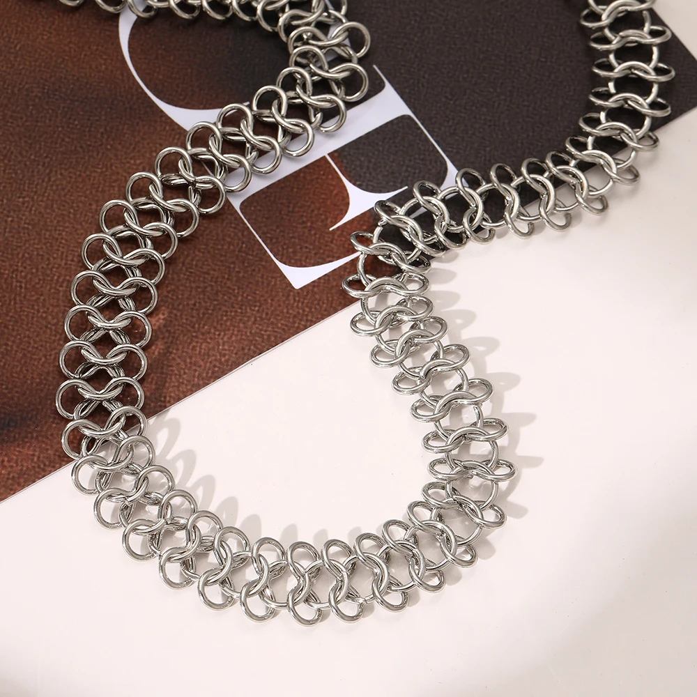 New Punk Gothic Exaggerated Heavy Metal Big Thick Chain Choker Collar Necklace Women Goth Fashion Night Club Jewelry