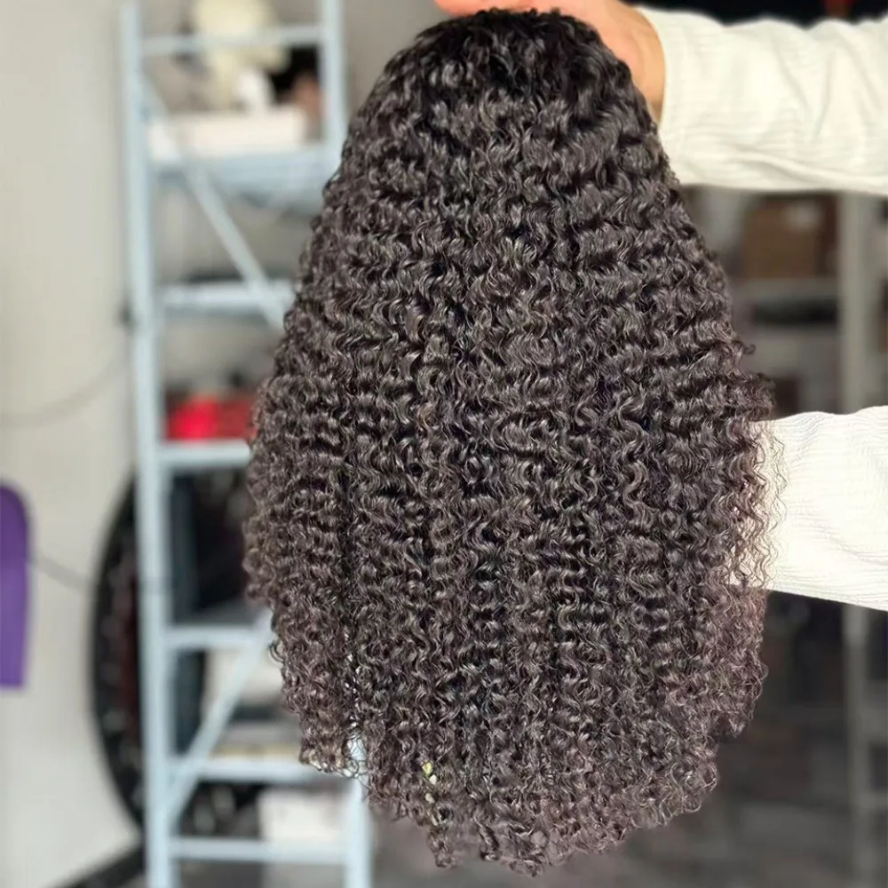 16 Zoll 5x5 Lace-Frontalperücke, Jerry Curl, Echthaar, kleberlose Perücke, natürliche Farbe, brasilianisches Remy-Haar, 200 % Dichte, für Frauen, für den täglichen Gebrauch – Detail 2