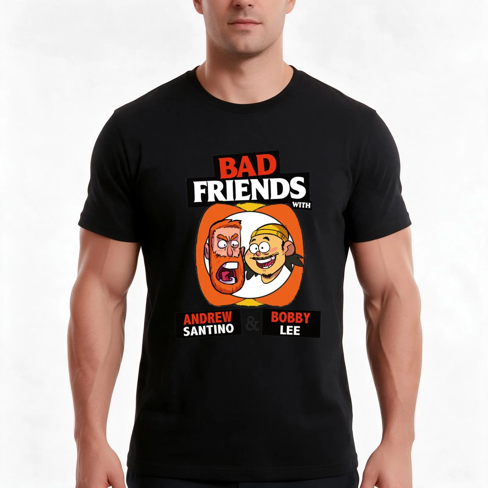 BAD FRIENDS PODCAST - BOBBY LEE - ANDREW SANTINO T-Shirt Summer Casual Cotton Tee Oversized Streetwear Tops Unisex Men Women
