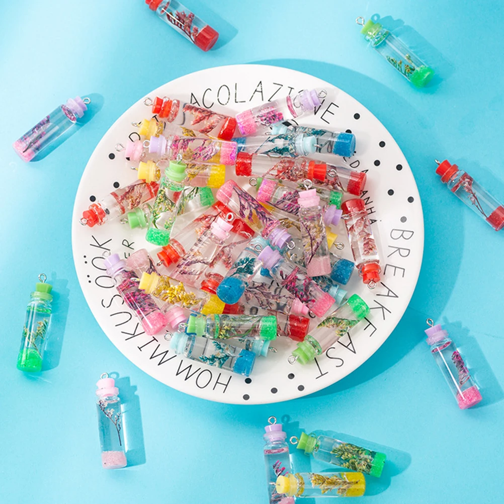 

Mini Wish Bottle Charms Plastic Material DIY Jewelry Pendants Accessories Creative Handmade Gifts Mini Jar Pendant