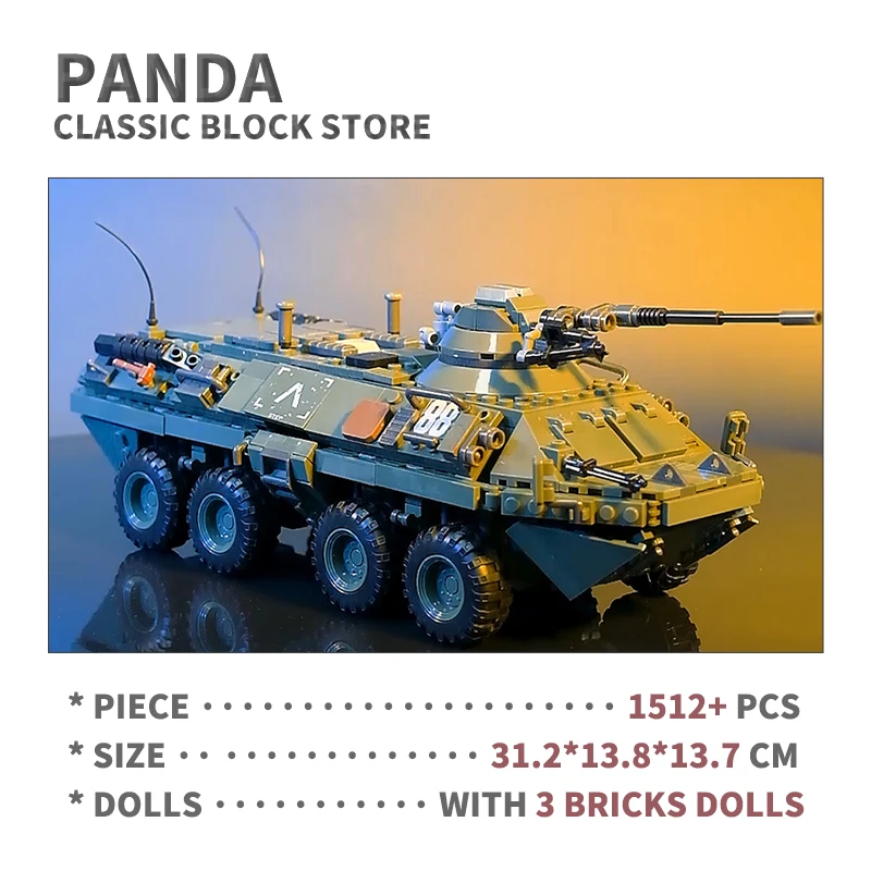 Stryker Armored Vehicle Building Blocks Battle Tank Model Military Cars Weapon MOC Bricks Soldier Toys For Kids Boys Adult Gifts