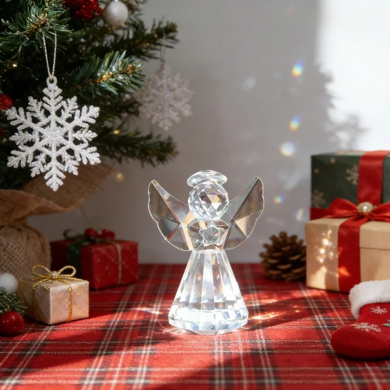 

Exquisite Crystal Little Angel Statue Cute Cartoon Cherub Figurine Home Living Room Desktop Decor Crystal Sculpture