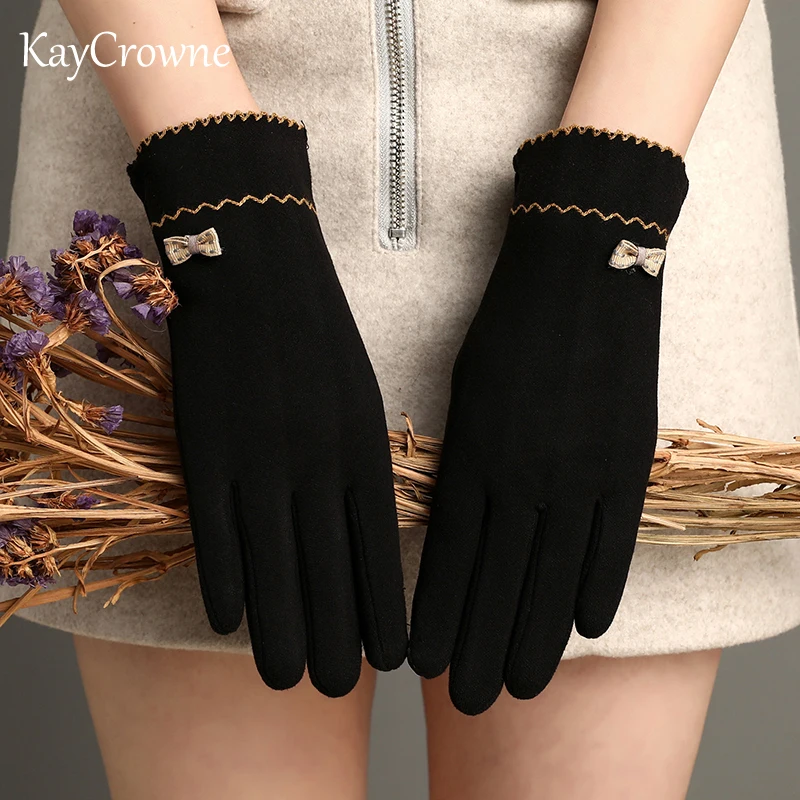 

KayCrowne Grace Lady Glove Women Winter Elegant Full Finger Touch Screen Driving Female Glove Thick Warm Windproof Wholsale G048