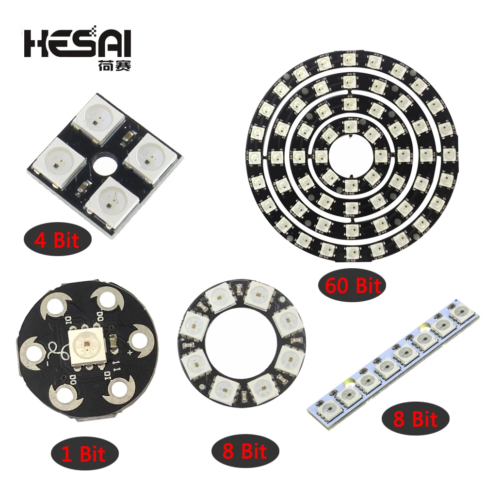 

1/4/8/60 channel WS2812 WS2812B WS 2811 5050 RGB LED Lamp Panel Module 5V 1Bit 4Bit 8Bit 60BitRainbow LED Precise