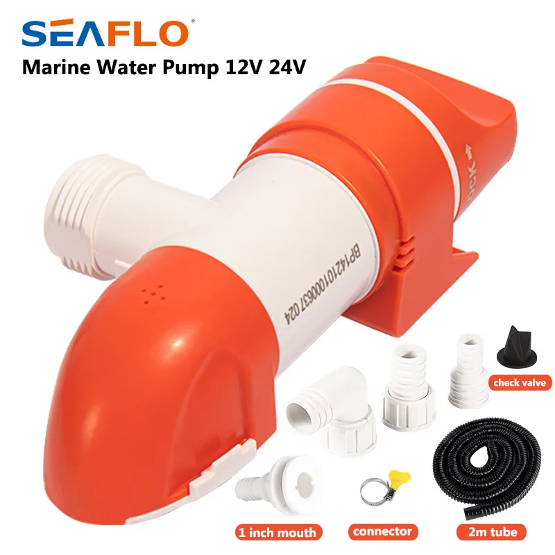 SEAFLO Boat Water Pump DC 24V Yacht Narrow Horizontal Automatic Bilge Pump Suction Pump Induction 360° Drainage