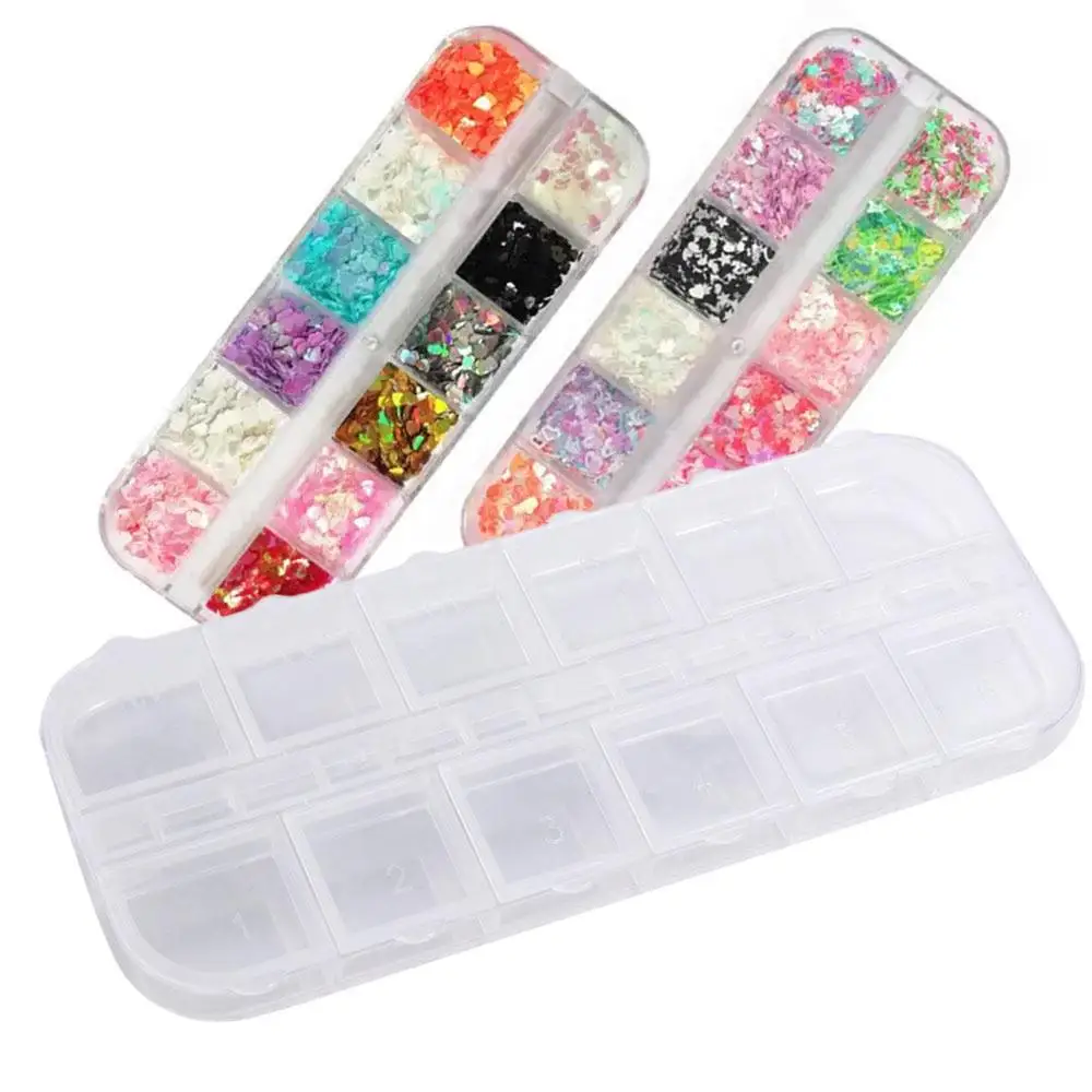 12 Grid Rechthoek Nail Art Bedels Oorbel Steentjes Nail Art Strass Opbergdoos Lege Case Sieraden Organizer