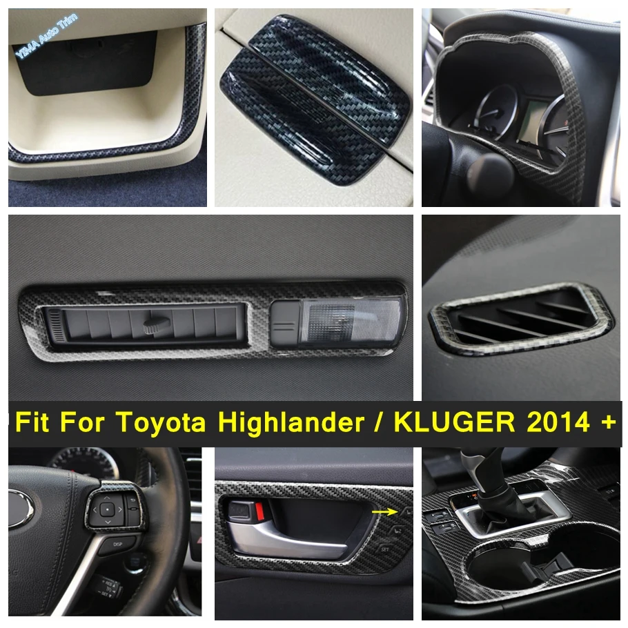 

Carbon Fiber Door Bowl / Steering Wheel / Instrument Panel Cover Trim For Toyota Highlander / KLUGER 2014 - 2019 Accessories