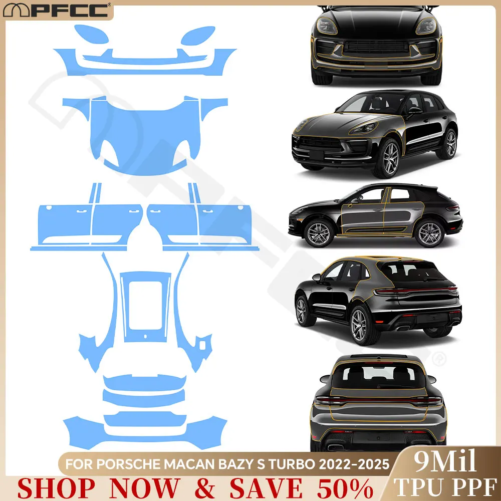 

For Porsche Macan Base S Turbo 2022-2024 Pre-cut PPF Bra TPU Paint Protection Film Car Body Anti-Scratch Resistant Clear Kit