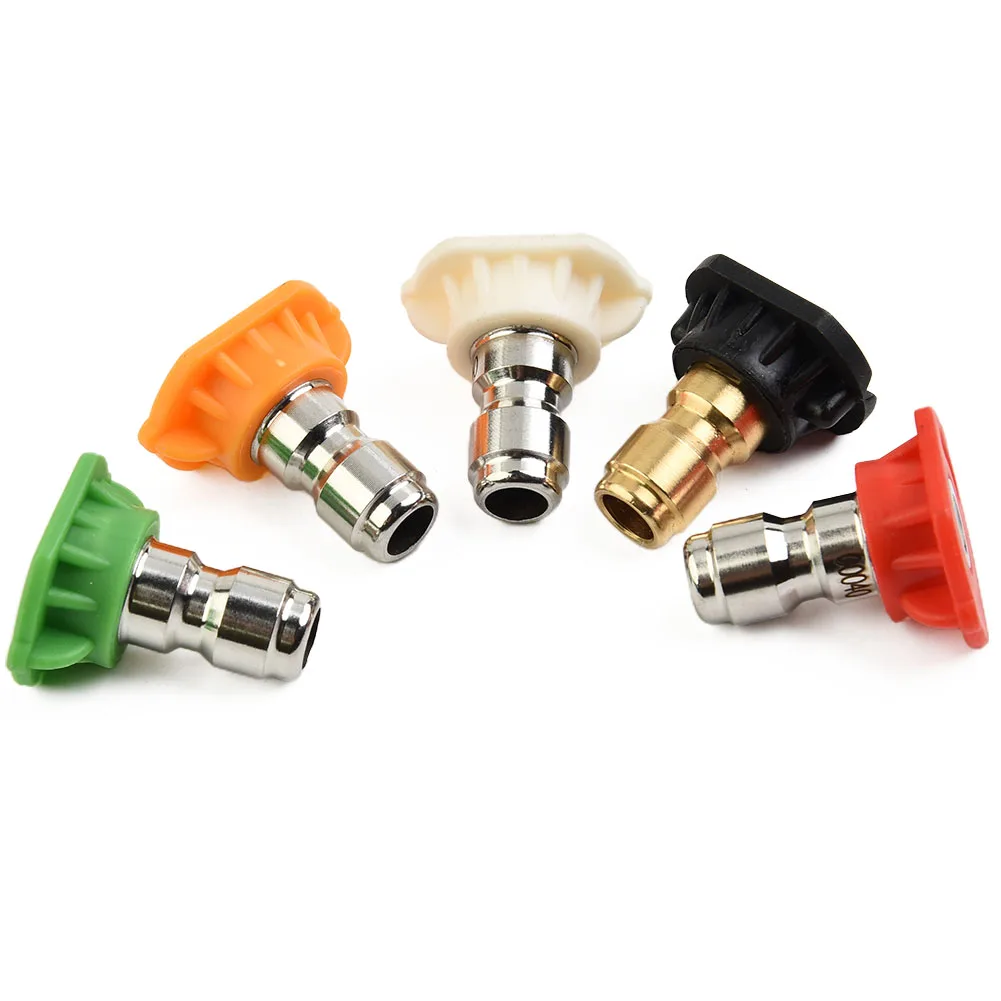 5 PCS 1/4inch Pressure Washer Spray Tips Nozzles High Power Kit Quick Connect Set Garden High Pressure Washer Spray Nozzle