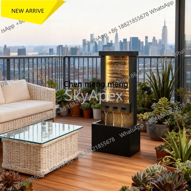 Outdoor Courtyard Floor To Ceiling Lucky Water Curtain Wall Flowing Water Circulating Fountain Housewarming Gift Landscape Decor