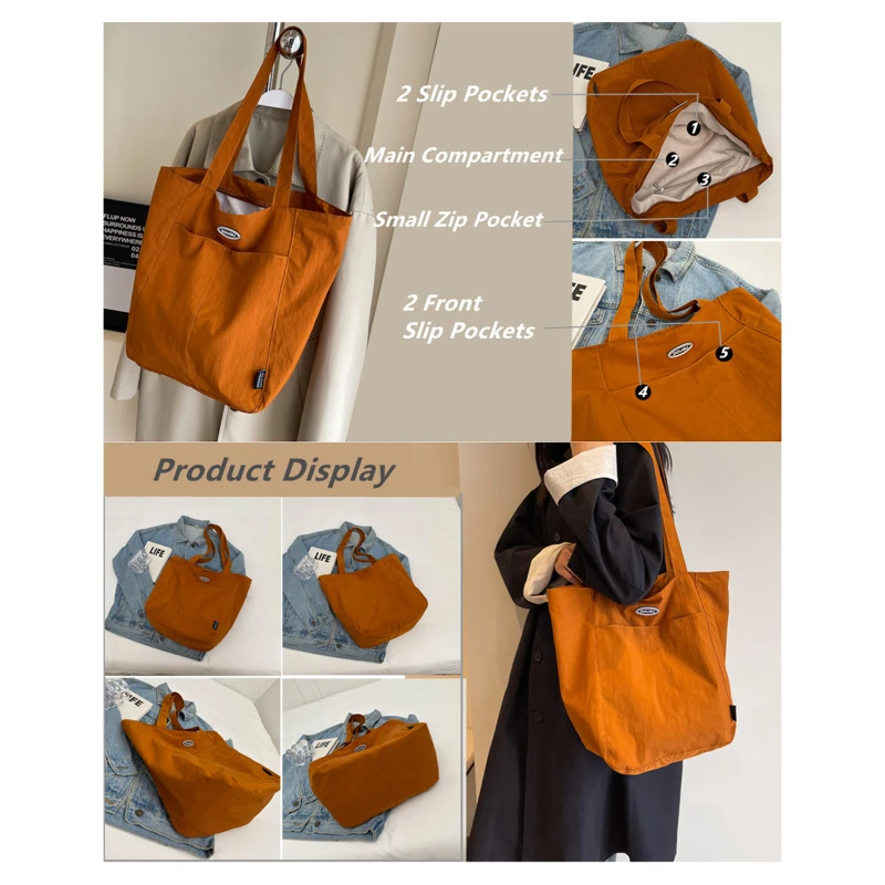 Women Shoulder Cloth Bag Japanese Waterproof Nylon Casual New Design Niche Large Capacity Commuter Canvas Tote Bag