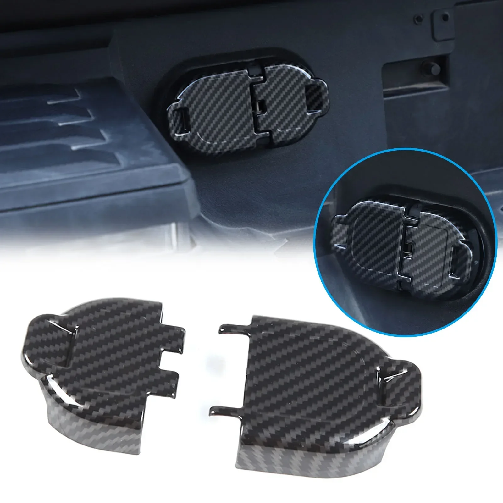 

For Toyota Tundra 22-24 ABS carbon fiber car styling car trailer power outlet decorative cover sticker car accessories 2Pcs