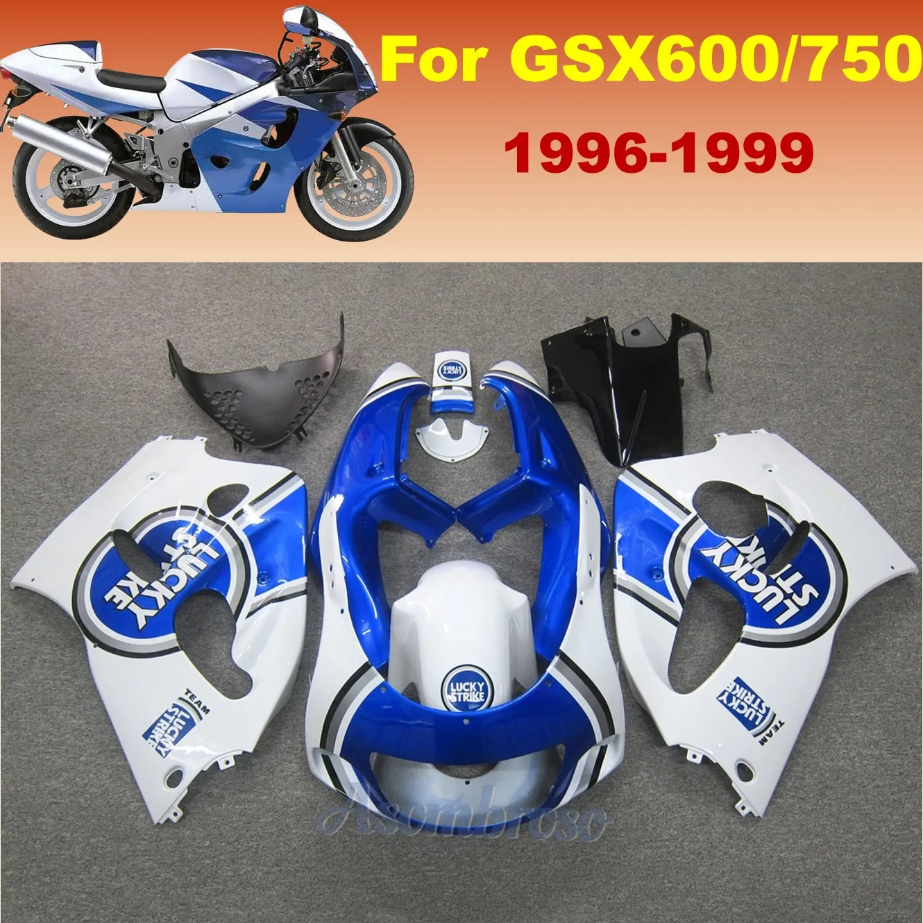For Suzuki GSXR 600 1996-1999 Full Fairing Kit GSX-R 750 1997 1998 ABS Plastic Bodywork Replacement