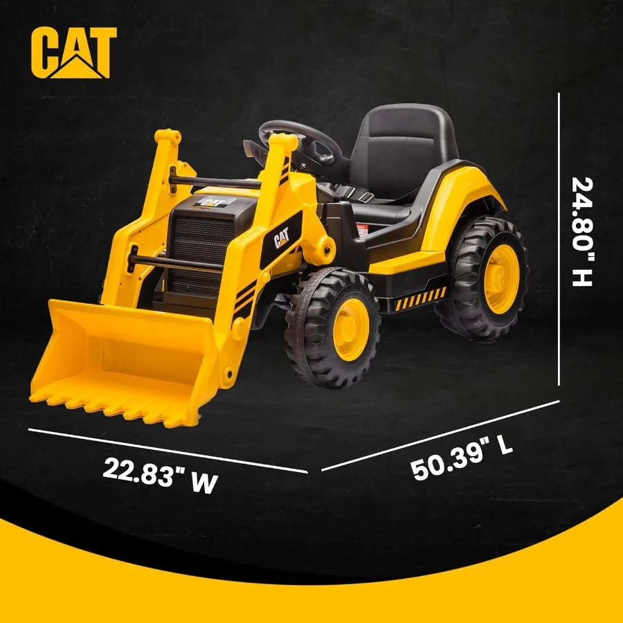 Kid Trax Ride On Toys - 12V CAT Construction Toys for Boys w/Front Loader Bulldozer Excavator Tractor Toy Truck 2.5-5 mph Indoo