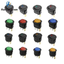 1Pcs 12V 220V Led Switch 16A 12V Dot Light switch Power Switchs Car Button Lights ON/OFF 3pin Round Rocker Switch KCD1 20mm