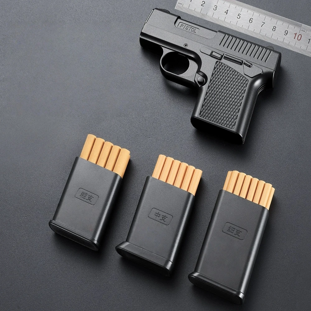 Neues multifunktionales dickes, mittleres und dünnes Zigarettenetui-Feuerzeug, winddichtes aufblasbares pistolenförmiges Feuerzeug, Geschenk für Männer.