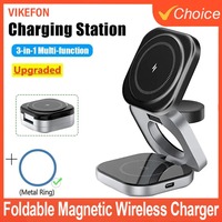 Magnetic Wireless Charger 3 In 1 Foldable Fast Charging Holder Stand For iPhone 15 14 13 Pro Max IWatch AirPods 3/2 Station Dock