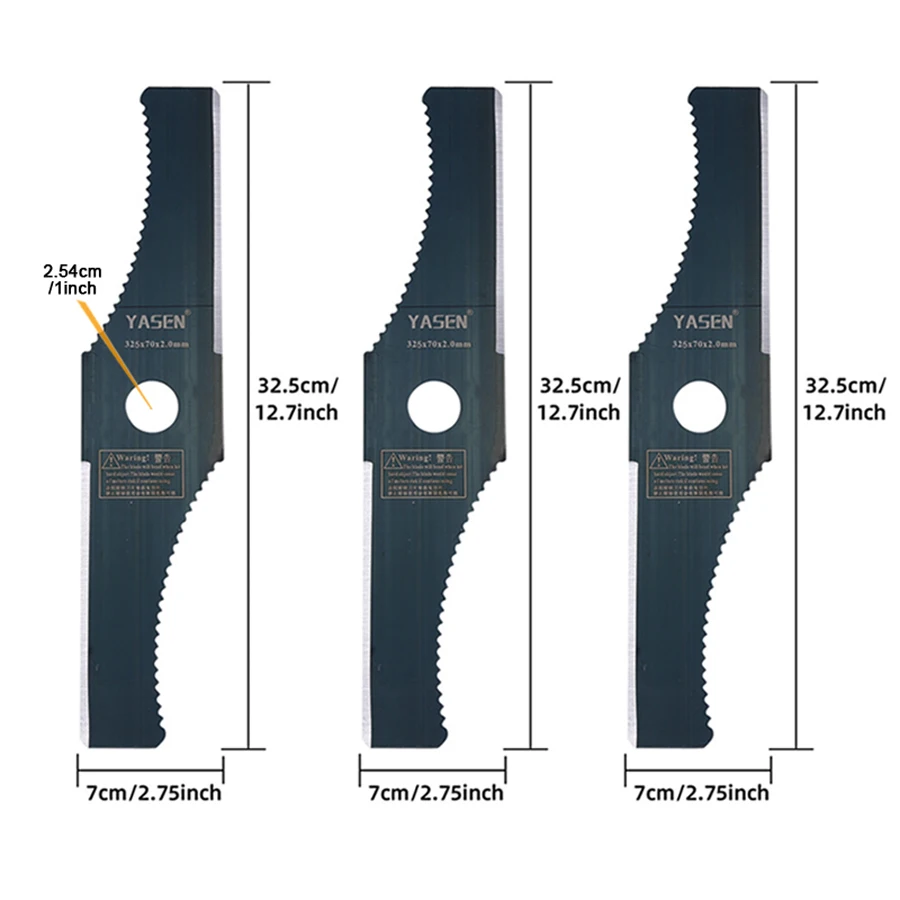3 Sets of 12.7-Inch S-Shaped Brush Cutter Blades, with 1-Inch/2.54Cm Mounting Holes, Easy to Install, Double-Sided Use, Toothed Design for Efficiency, Hardened for Durability, Lightweight Design for Less Effort, Rotating Brush Cutter Head, Weed Blade Suitable for Garden, Gardening, Lawn Trimming, Mowing, and Weeding