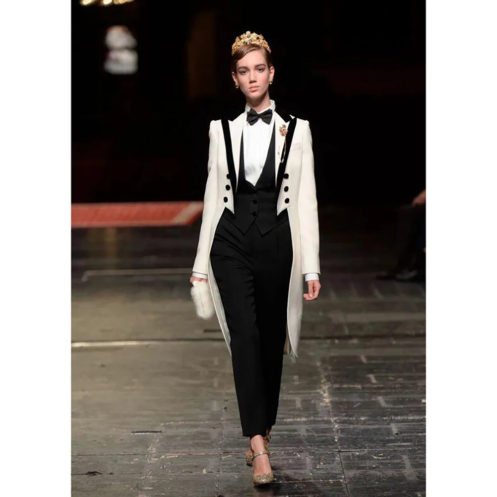 Elegant Women Suit Custom Made Long Sleeve Performance Show Evening Fashion Wear 3 Pieces(Jacket+Pants+Vest)