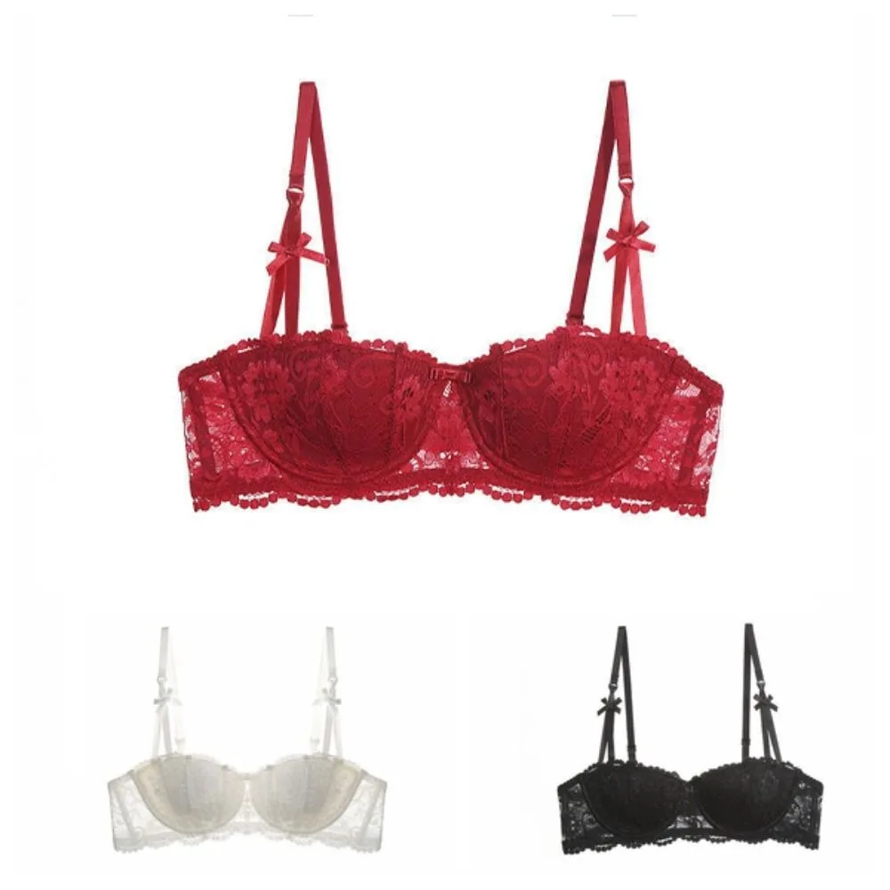 

1 Pc Comfortable Push Up Deep V Bras Anti-sagging Lace Flower Intimates Shockproof Underwear For Women