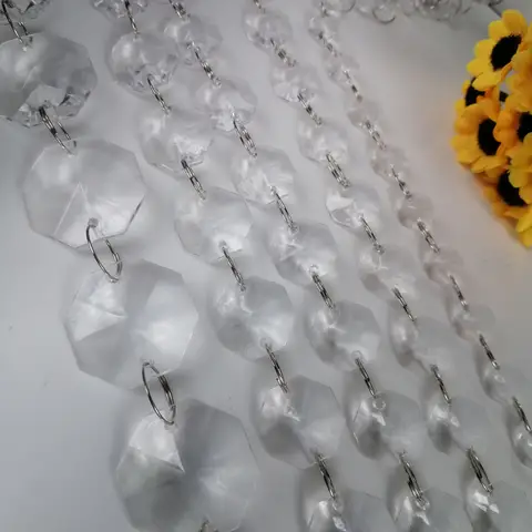 카말 투명 팔각형 비즈, 화환 아크릴 크리스탈 걸이 체인, 웨딩 커튼, 크리스마스 장식 장식, 3.3FT, 10mm, 14mm, 16mm, 18mm, 25mm
