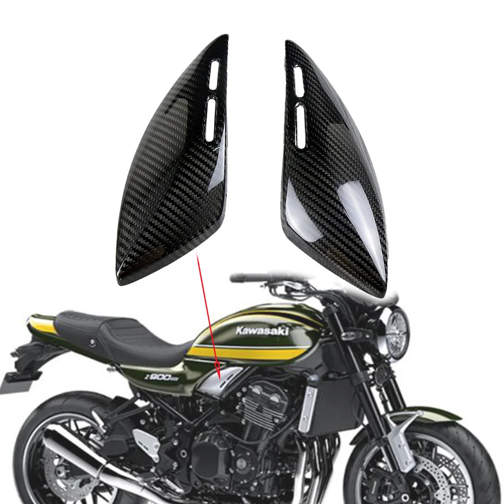 For Kawasaki Z900RS Z900 RS 100% Carbon Fiber Tank Side Panel Covers Motprcycle Under Tank Panels Fairing Accessory Kit 2018+