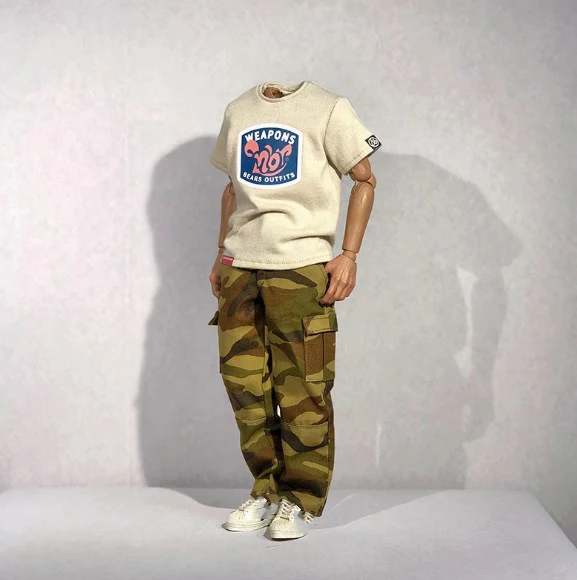 Customize 1/6 Male Soldier Trendy Doll Clothes Accessories T-Shirt Loose Hip-hop Model Handmade Fit 12