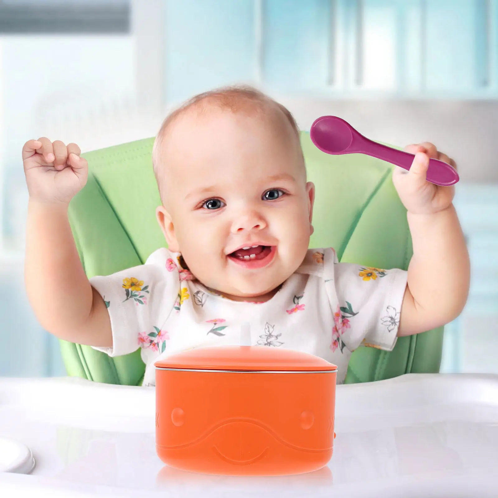 Stainless Steel Baby Complementary Food Bowl Thermal Insulation Suction Bowl Portable Anti-Scald Baby Feeding Tableware