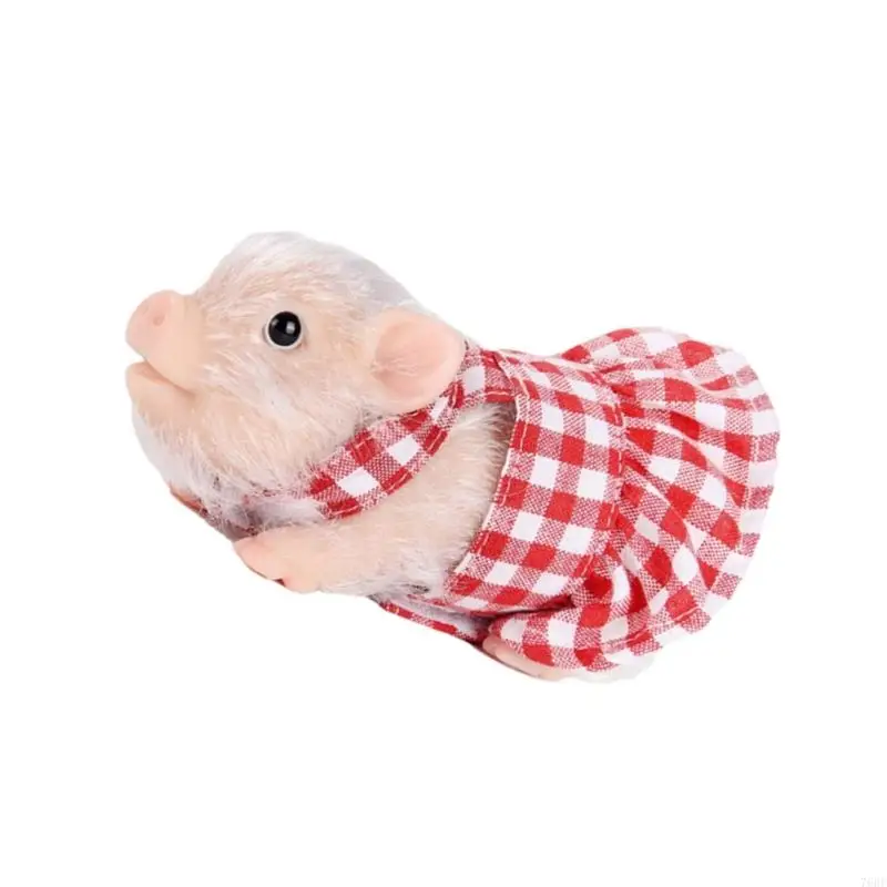 76HF فستان زهرة قابل للعصر خنزير محاكاة لعبة مادة السيليكون الناعمة مع زجاجة تستخدم في الرضاعة لتخفيف التوتر