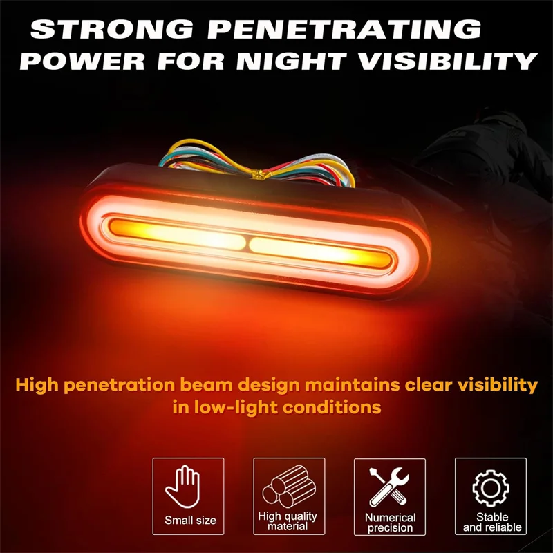 New Universal Motorcycle Brake Light With Turn Signals 12V-80V Compact Dual Color Dirt Bike Light Waterproof For ATV Tail Light