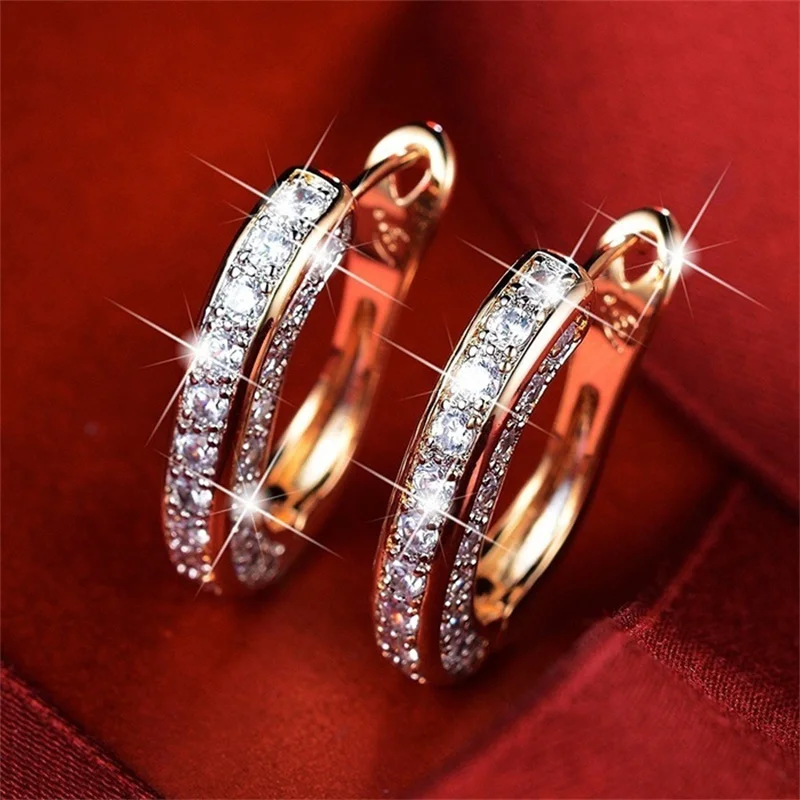 Earrings Women\'s Earrings Silver Gold Three Sided Diamond Ear Clips Earrings Stud Earrings Delicate Luxury Earrings 2022 Trends