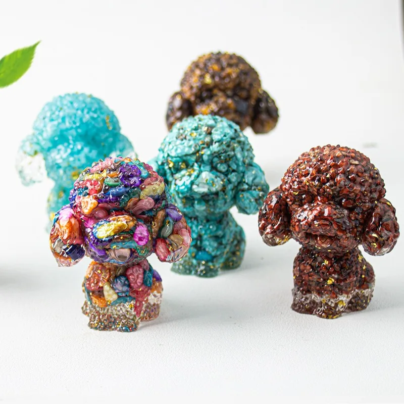 1 Piece of Crystal Rubble Glue Teddy Bear Statue Dropper Spirit Stone Feng Shui Creative Sculpture Study Home Decoration