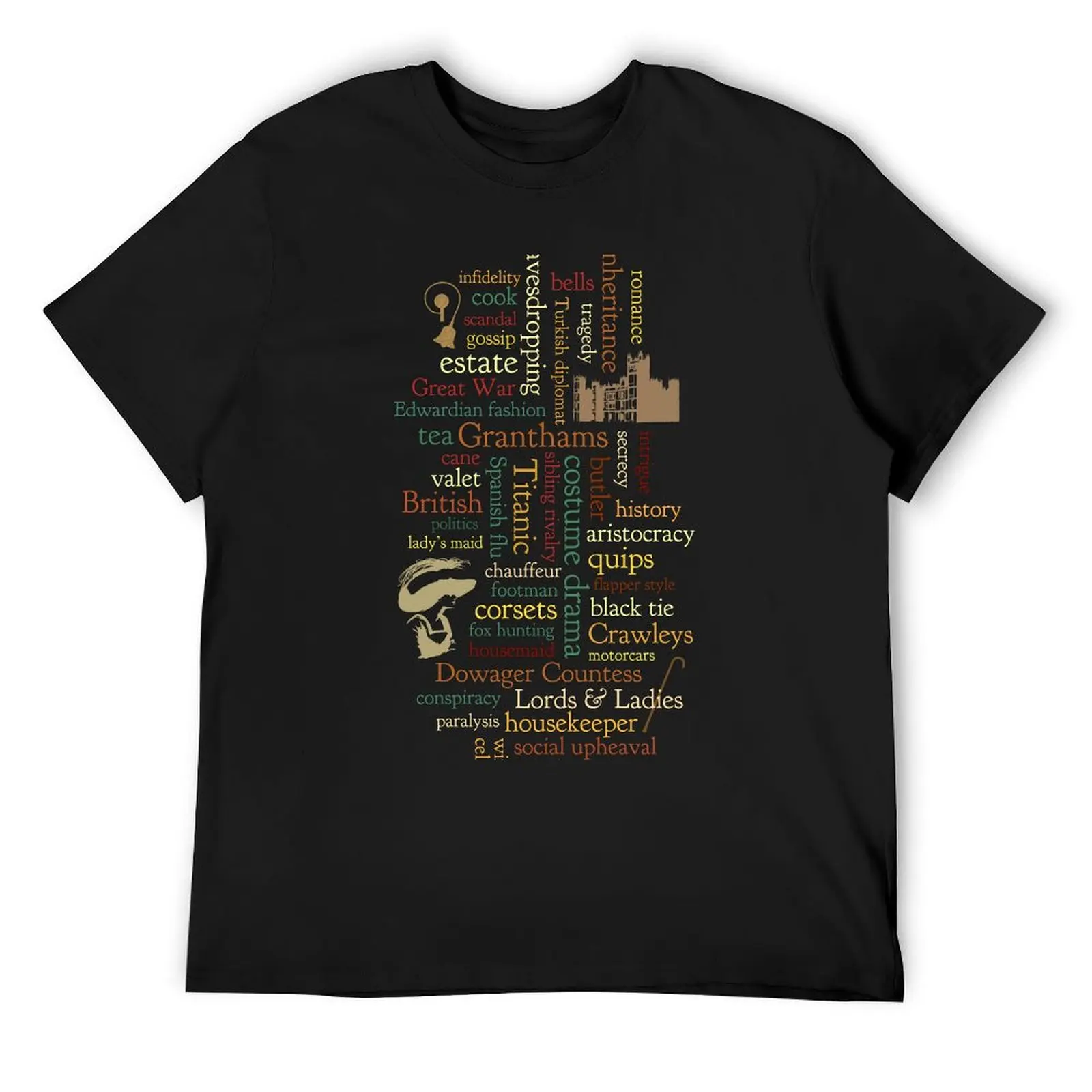 Downton Abbey Word Mosaic T-Shirt vintage Blouse plain mens t shirt graphic