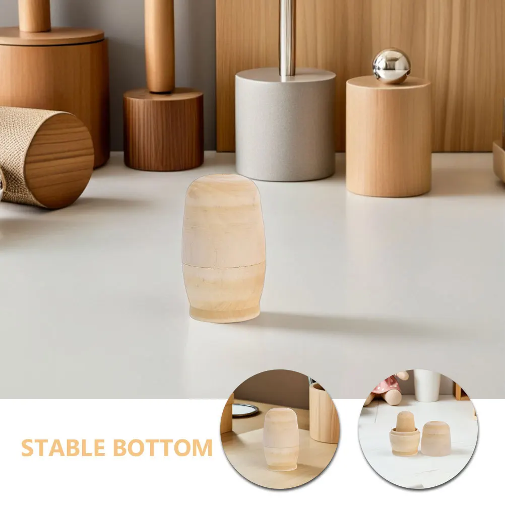 5 Zestawów Rosyjskich Drewnianych Matrioszek DIY, Niepomalowane, Do Rysowania, Zestaw Kreatywny, Prezent Świąteczny, Rękodzieło DIY, Matrioska