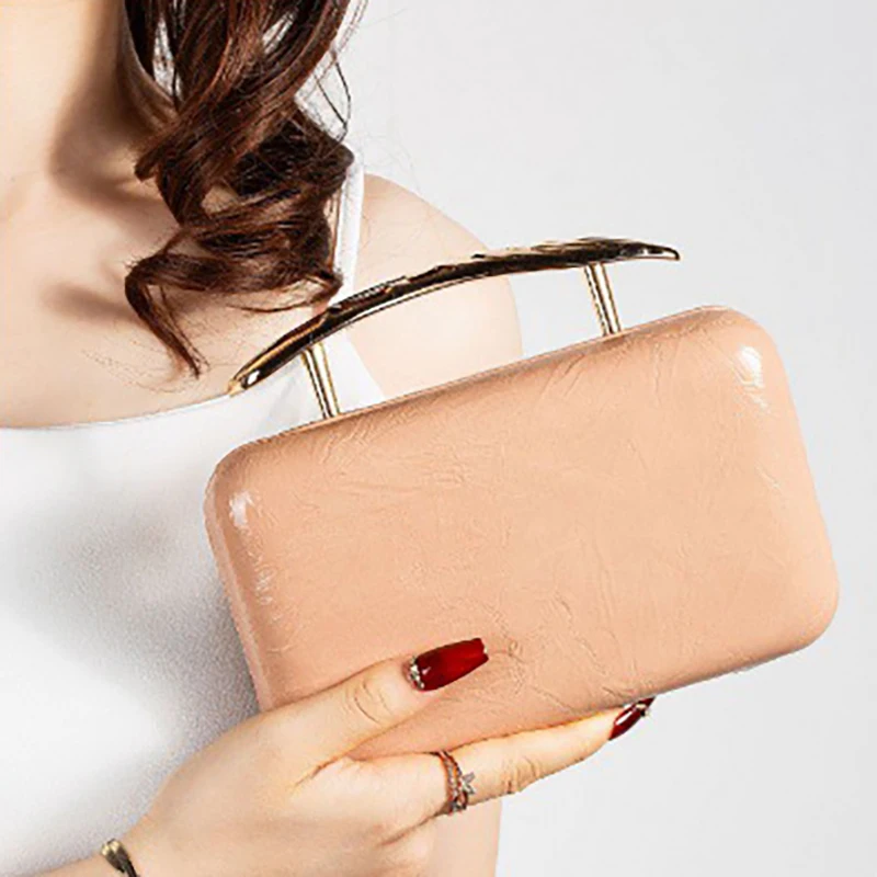

Новый женский клатч из искусственной кожи, изысканная сумка с металлической ручкой и цепочкой, роскошное свадебное вечернее платье, вечерняя сумка, женский кошелек