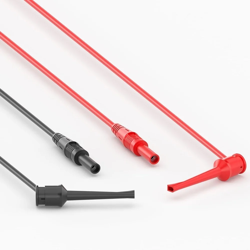 Multimeter Hook Clamp Test Leads 4mm Banana Female Socket High For Voltage 25V 10A Brass Nickel Plated PVC Red Black For
