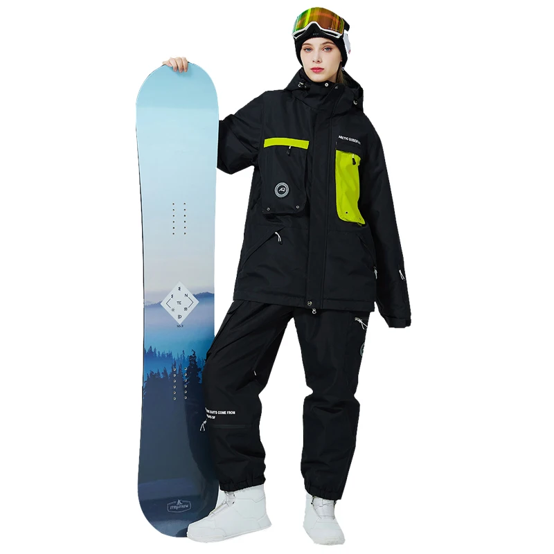 Ski Suit Couples Colorful Ski Jacket Ski Pants Warm Windproof Winter Snow Overalls Waterproof Outdoor Snowboarding Clothes Women