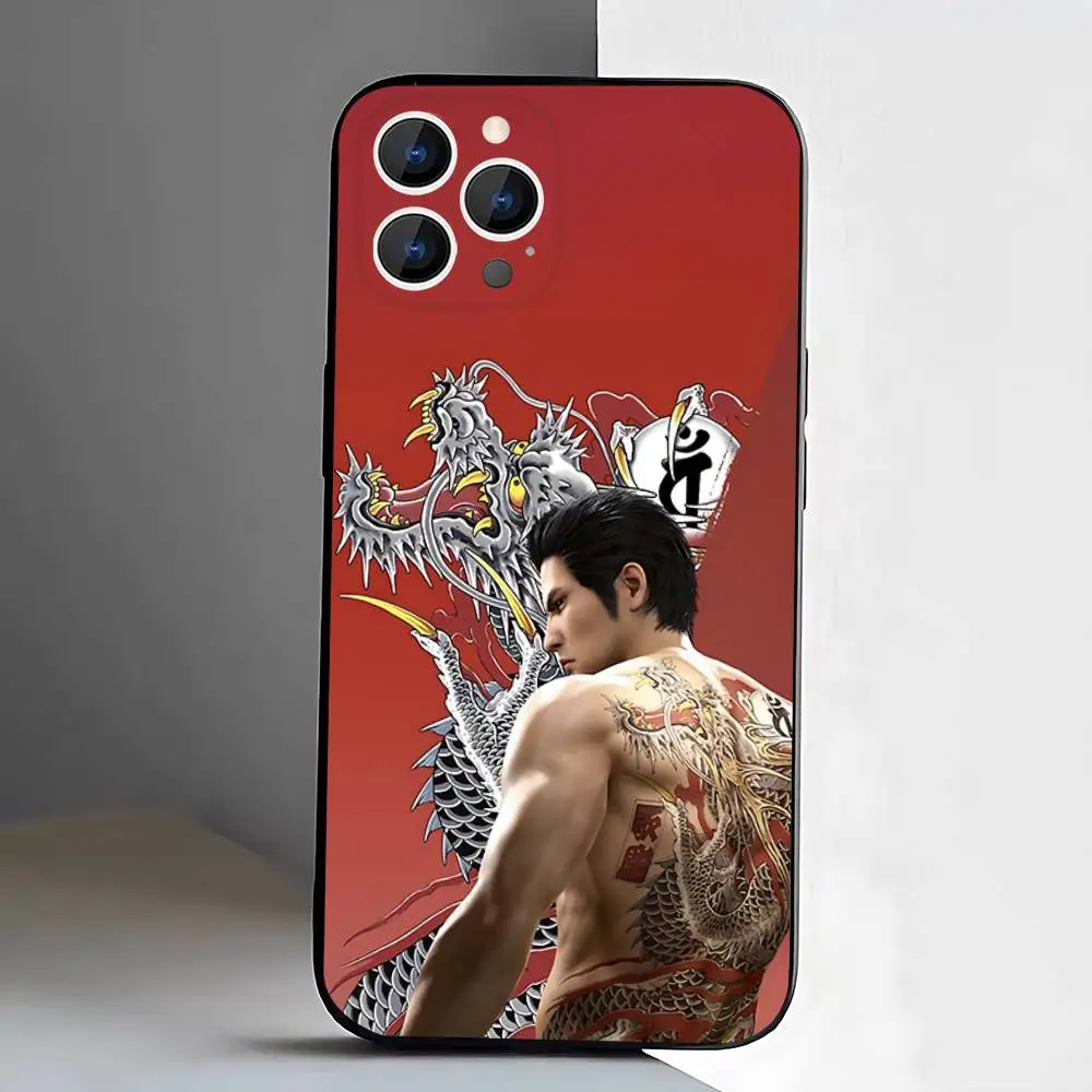 حافظة هاتف لهاتف آيفون 17,16,15,14,13,12,11,Pro,XS,Max,XR,Plus,E,SE4,Mini Yakuza 0 Game غطاء ناعم أسود