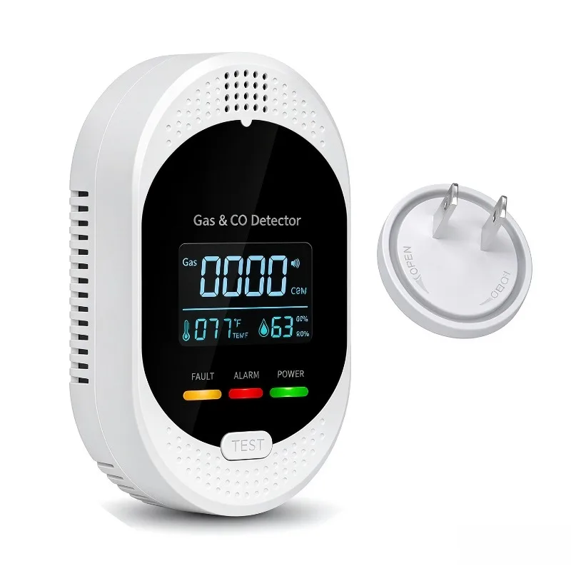 4 in 1 Gas Detector On-site Alarm Home Temperature Humidity CO Combustible Gas Leak Warning Sensor LCD Screen
