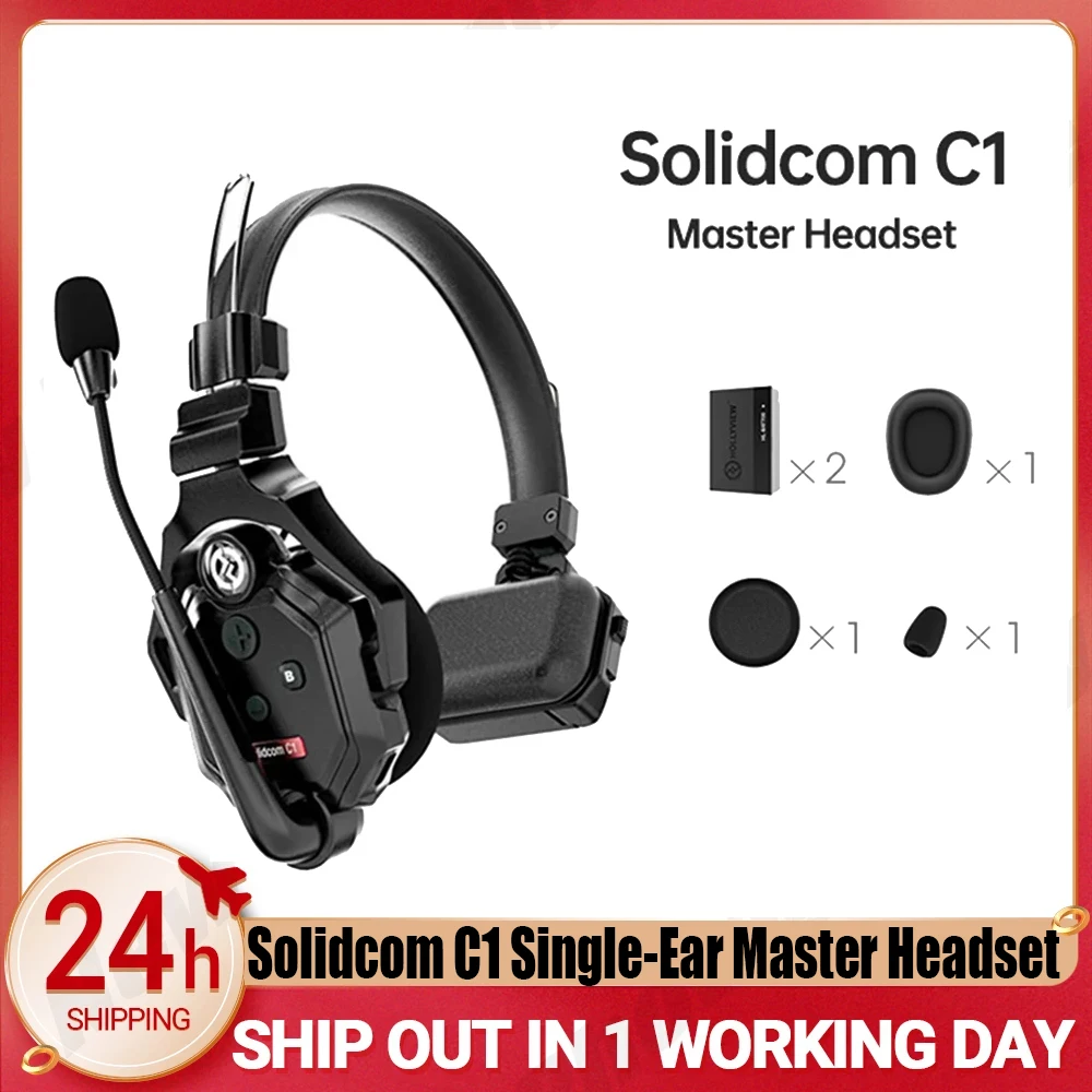 Hollyland Solidcom C1 Single-Ear Master Headset Full-Duplex Wireless Intercom System Headset for Team Communication EU Standard