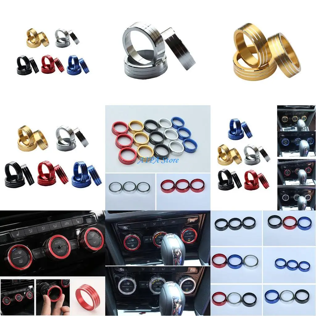 

U13C 3Pcs Car Air Conditioning Switch Knob Cover Auto Inner Decoration Ring for New Magotan for B8 for Tiguan L for Lamando