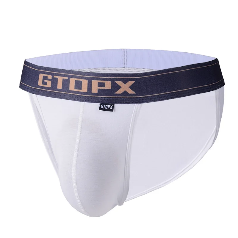 GTOPX MAN Men\'s cotton low waist high fork comfortable breathable sexy underwear U convex pocket briefs