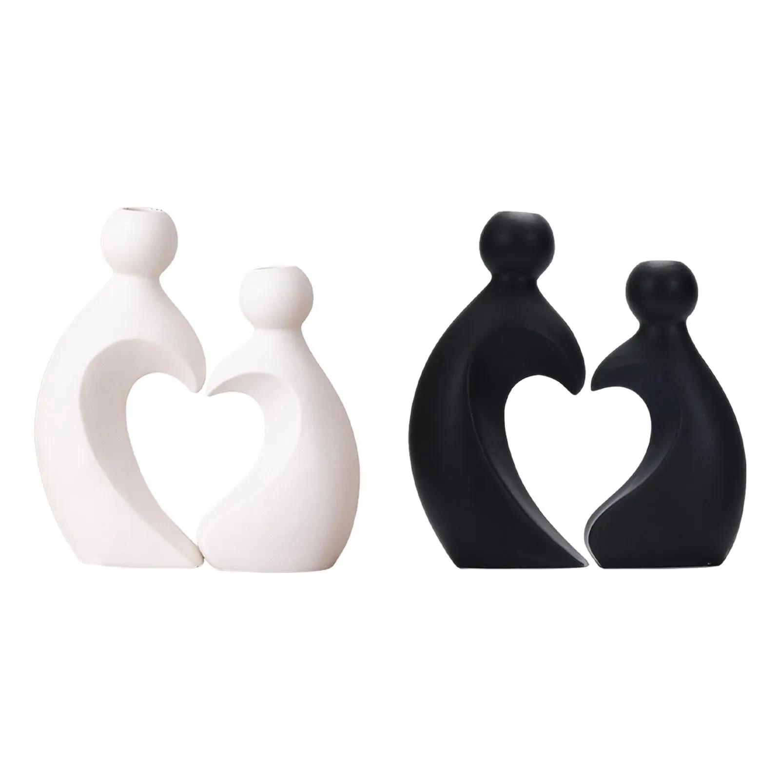 2Pcs Ceramic Flower Vases Modern Minimalism Collection Decorative Figurines for Anniversary Desk Office Fireplace Bookshelf