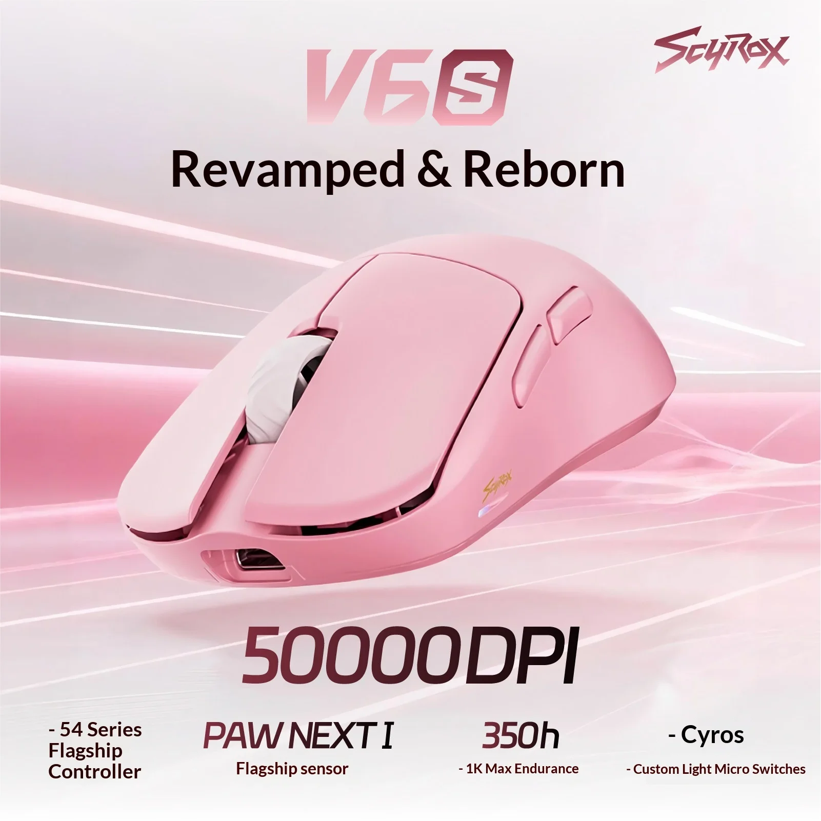 SCYROX V6/V6S Wireless Mouse Dual Mode Mouse 8000Hz Polling Rate