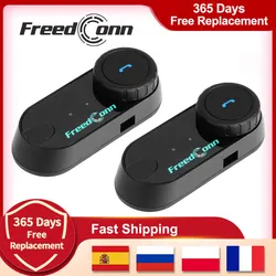 Freedconn Motorcycle Intercom Helmet Bluetooth Headset Handsfree Headphone BT 5.0 FM Music Share Group Communicator 6 Riders