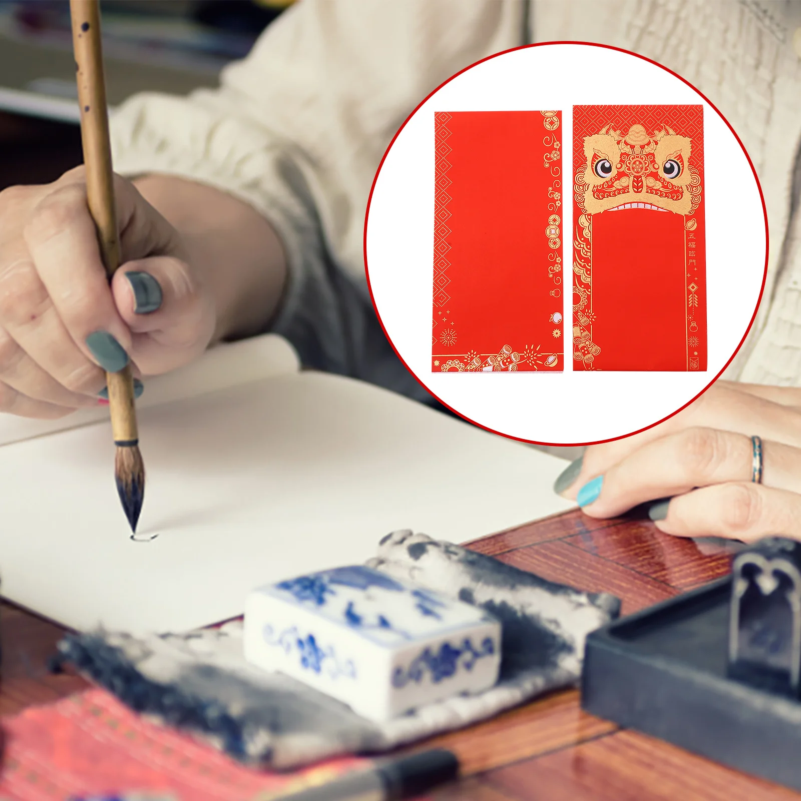 

10Sets DIY Spring Festival Couplet Paper Red Xuan Paper Writing Smooth High Quality Ink Tight Hold Convenient Carry